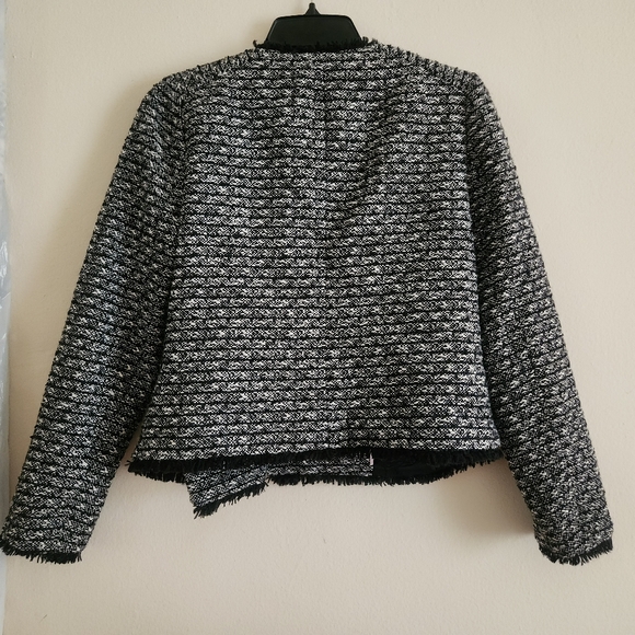 J.crew set woven Tweed Fringe Cropped Jacket/Blazer 4 & skirt 2 navy/off white - Picture 3 of 16